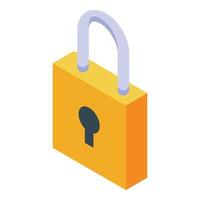 Yellow padlock isometric icon protecting private data vector