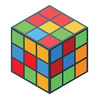 Colorful 3d puzzle cube with mixed color squares challenging mind game vector