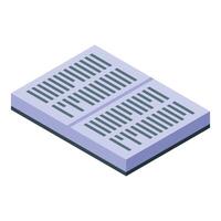 Open book isometric view showing text written on pages vector