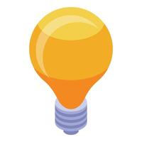 Yellow light bulb shining bright isometric icon vector