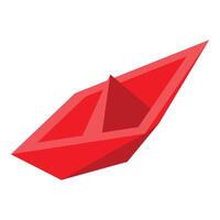 Red paper boat floating on white background symbolising freedom and adventure vector