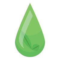 Green drop with leaf representing ecology and environmental awareness vector