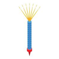 Blue firework rocket is exploding with golden sparkles vector