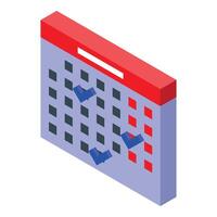Wall calendar showing month isometric with marked days for appointment or deadline vector