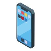 Modern smartphone displaying apps in isometric view vector