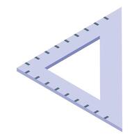 Purple triangular ruler lying on white background isometric illustration vector