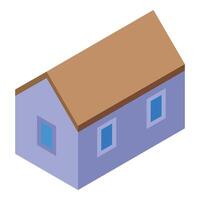 Small family house with brown roof and blue walls standing in isometric view vector