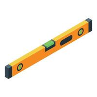 Yellow spirit level measuring tool for determining horizontality in isometric view vector