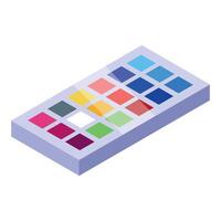 Watercolor palette showing colorful palette wells for painting and drawing vector