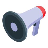 White and red megaphone announcing important information on white background vector