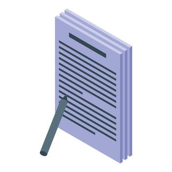 Pencil editing document isometric icon representing proofreading and writing vector