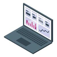 Laptop displaying complex business analytics and data visualization dashboard vector