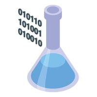 Erlenmeyer flask containing blue liquid symbolizing digital data processing vector