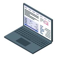 Open laptop showing programming code on screen for software development vector