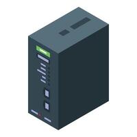 Black server unit isometric icon hosting data processing vector