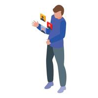Man using futuristic hologram technology for communication vector