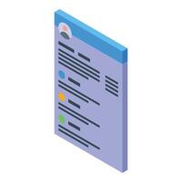 Recruiter analyzing online cv with candidate personal information and skills for job hiring vector