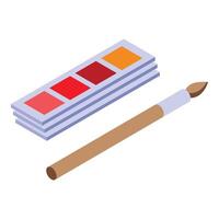 Watercolor set with brush is laying on white background vector