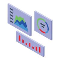 Data analyst analyzing statistics charts on digital dashboards vector