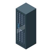Isometric view of a big data server processing cloud computing tasks vector
