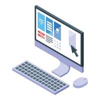 Manager using computer for project management and workflow organization vector