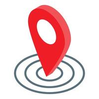 Red location pin dropping on a map showing the area vector