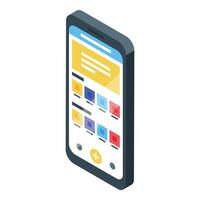 Smartphone showing mobile app with plus button for adding content vector