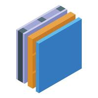 Building wall showing insulation layers isometric view vector