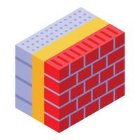 Brick wall showing insulation and plastering layers vector
