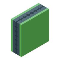 Green energy storage block with power indicator isometric view vector