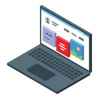 Web design software displaying user interface elements on laptop screen vector