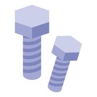 Two metallic screws are standing on white background vector