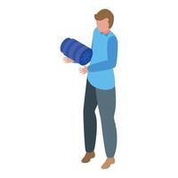 Data analyst holding data analysis result in isometric illustration vector