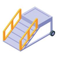 Mobile boarding ramp standing on one wheel with yellow handrails vector