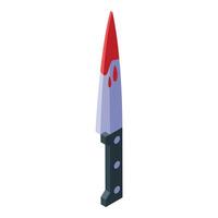 Bloody knife dripping blood isometric illustration vector