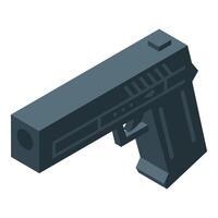 Modern handgun pistol pointing right isometric view vector