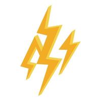 Three yellow lightning bolts striking simultaneously vector