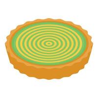Green and yellow round cake decorating with concentric circles isometric view vector