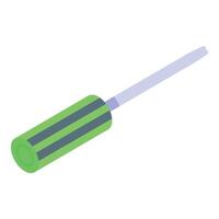 Green screwdriver lying diagonally with ergonomic handle vector