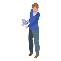 Software developer holding gears representing programming skills vector