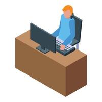 Sound designer working on new music track using computer and midi keyboard vector