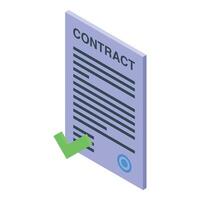 Contract signing isometric illustration with green check mark vector