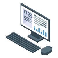 Recruiter analyzing candidate profile with charts on computer vector