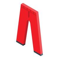 Red pants standing on white background isometric view vector