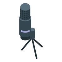 Studio microphone is broadcasting podcast with tripod vector