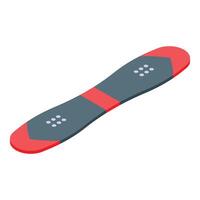 Red and grey snowboard lying on the ground isometric view vector