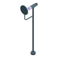 Studio microphone standing on a long stand is ready for recording vector