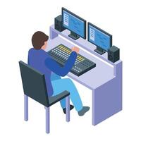 Sound engineer is working on a new music production vector