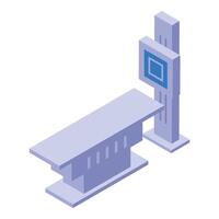 Modern medical scanner machine generating results on screen vector