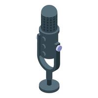Studio microphone standing on a desk is ready for recording podcast vector